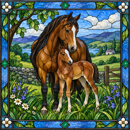Stained Glass Horses- Set of 4
