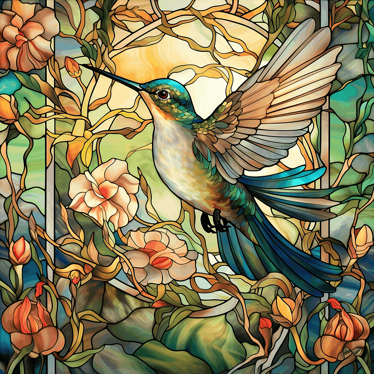 Humming Bird Garden. Set of 4 coasters