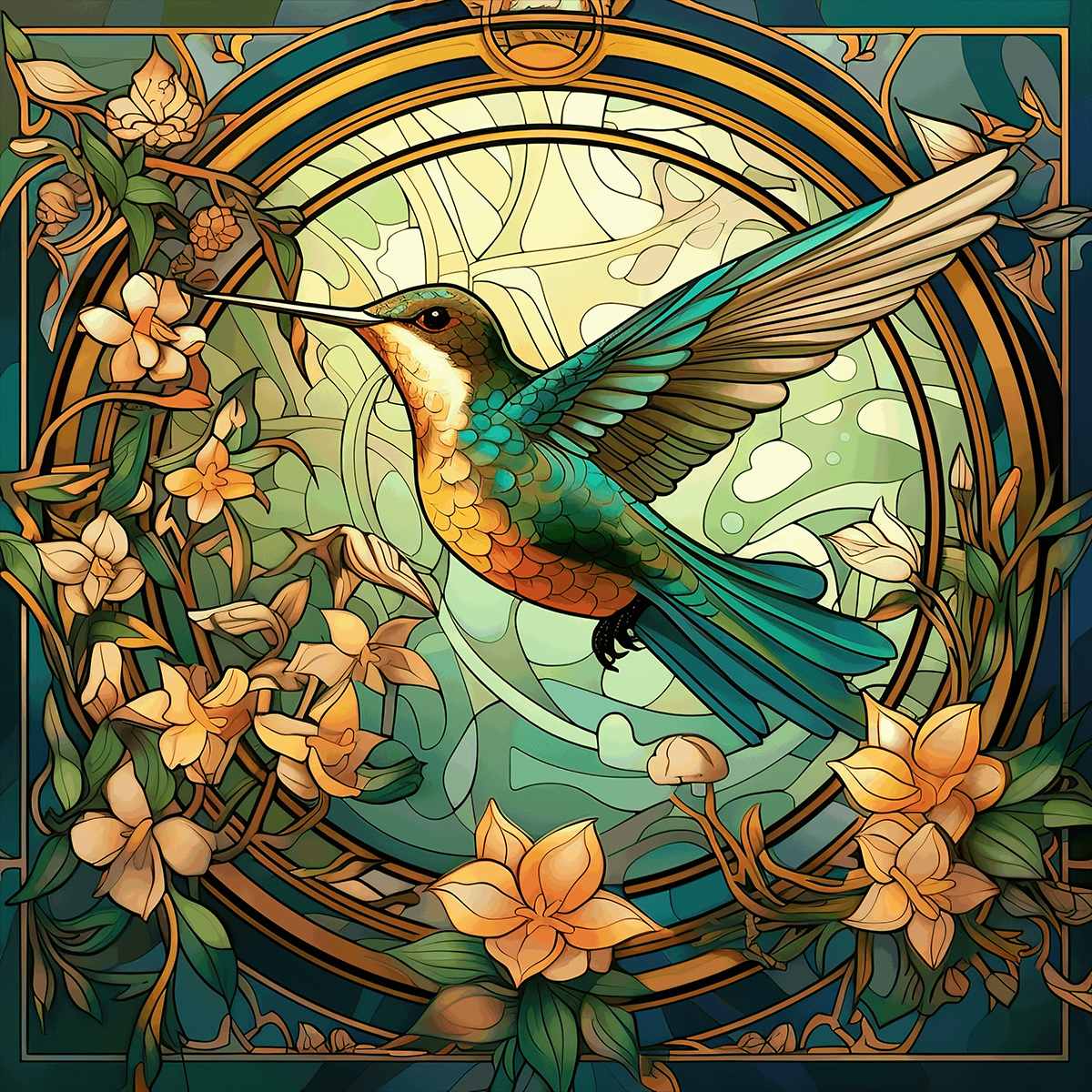 Humming Bird Garden. Set of 4 coasters