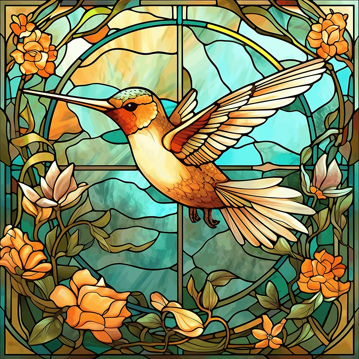 Humming Bird Garden. Set of 4 coasters